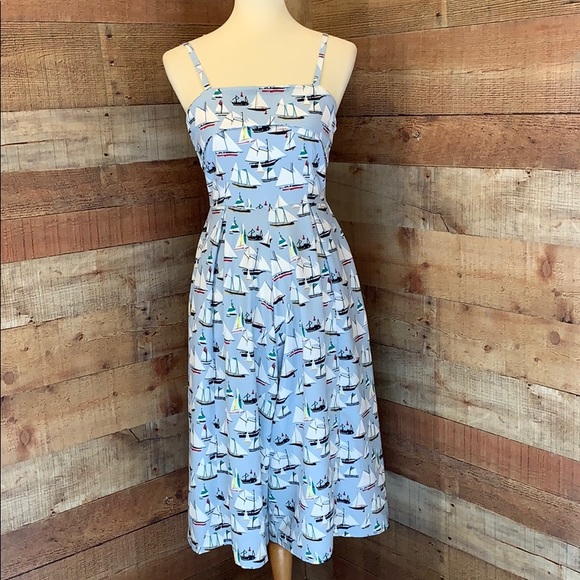 Unique Vintage Pants - UNIQUE VINTAGE Pale Blue Colorful Sailboat Romper